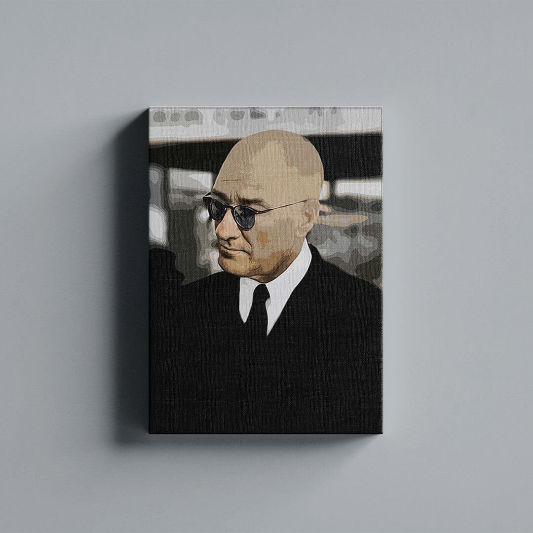 Gazi Mustafa Kemal Atatürk Gözlüklü Siyah Efektli Kanvas Tablo