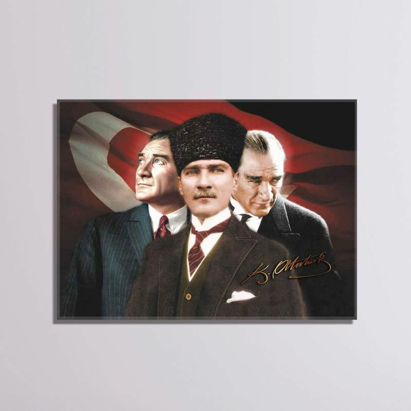 Atatürk 3'lü Portre Kanvas Tablo