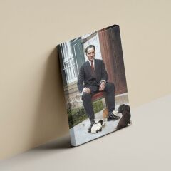 Gazi Mustafa Kemal Atatürk Yavru Köpeklerle Otururken 70 x 100