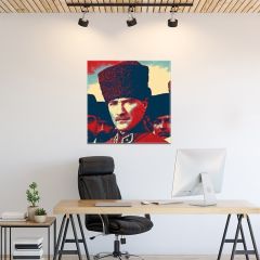 Gazi Mustafa Kemal Atatürk Kalpaklı Efektli Kanvas Tablo