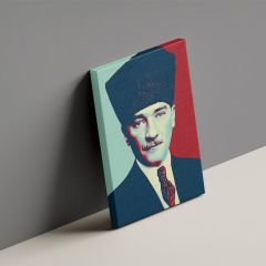 Gazi Mustafa Kemal Atatürk 2 Renk Efektli Kanvas Tablo
