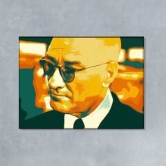 Gazi Mustafa Kemal Atatürk Gözlüklü Sarı Efektli Kanvas Tablo