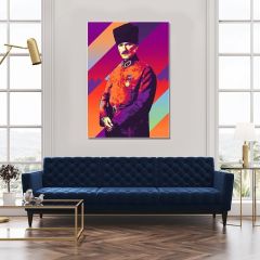 Gazi Mustafa Kemal Atatürk Çok Renkli Efektli Kanvas Tablo