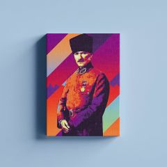 Gazi Mustafa Kemal Atatürk Çok Renkli Efektli Kanvas Tablo