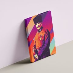 Gazi Mustafa Kemal Atatürk Çok Renkli Efektli Kanvas Tablo