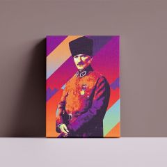 Gazi Mustafa Kemal Atatürk Çok Renkli Efektli Kanvas Tablo