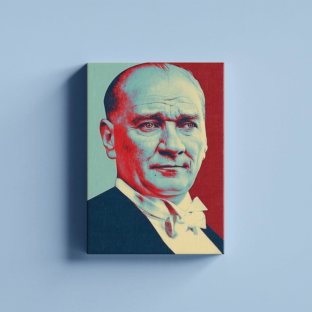 Gazi Mustafa Kemal Atatürk Portre Efektli Kanvas Tablo