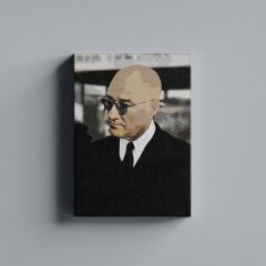 Gazi Mustafa Kemal Atatürk Gözlüklü Siyah Efektli Kanvas Tablo