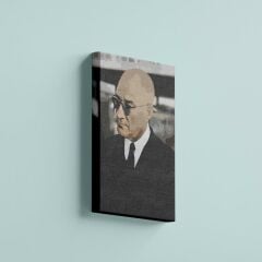 Gazi Mustafa Kemal Atatürk Gözlüklü Siyah Efektli Kanvas Tablo