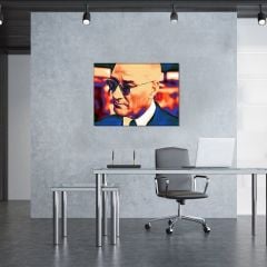 Gazi Mustafa Kemal Atatürk Gözlüklü Turuncu Efektli Kanvas Tablo