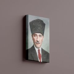 Gazi Mustafa Kemal Atatürk Kalpaklı Yağlı Boya Efektli Kanvas Tablo