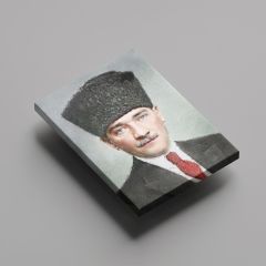 Gazi Mustafa Kemal Atatürk Kalpaklı Yağlı Boya Efektli Kanvas Tablo