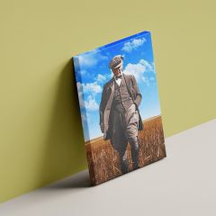 Mustafa Kemal Atatürk Başak Tarlasında Yağlı Boya Efektli Kanvas Tablo