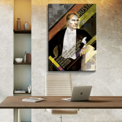 Mustafa Kemal Atatürk Renkli Efekli Kanvas Tablo