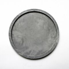 Beton Tepsi Yuvarlak Desenli Gri Sunum Servis Tepsisi