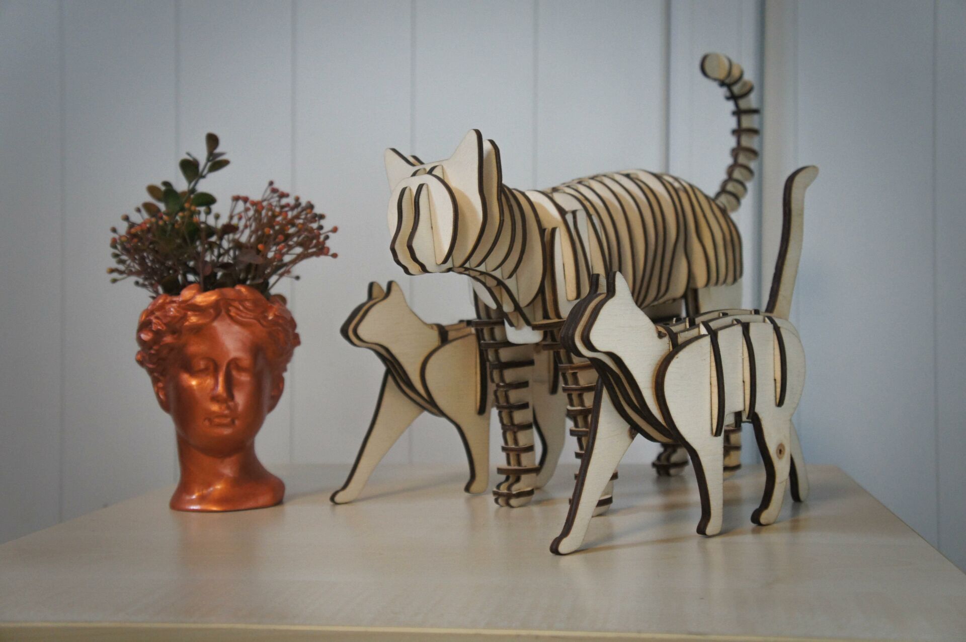 Kedi Dekor Ahşap Model Puzzle Seti