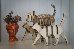Kedi Dekor Ahşap Model Puzzle Seti