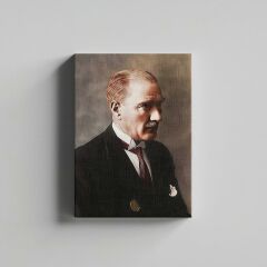 Mustafa Kemal Atatürk Mavi Gözlü Kravatlı Atatürk Portre Kanvas Tablo 35 x 50