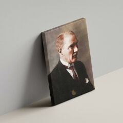 Mustafa Kemal Atatürk Mavi Gözlü Kravatlı Atatürk Portre Kanvas Tablo 35 x 50