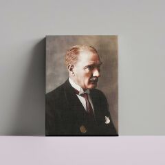 Mustafa Kemal Atatürk Mavi Gözlü Kravatlı Atatürk Portre Kanvas Tablo 35 x 50