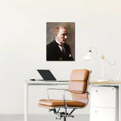 Mustafa Kemal Atatürk Mavi Gözlü Kravatlı Atatürk Portre Kanvas Tablo 35 x 50