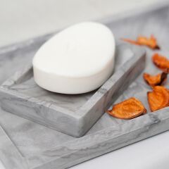 Beton Açık Gri Banyo Seti (Tepsi, Diş Fırçalık, Sabunluk)