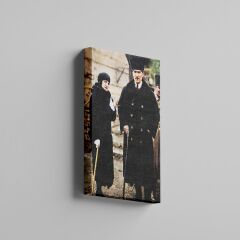 Mustafa Kemal Atatürk İle Latife Hanım Bastonlu Kanvas Tablo 60 x 80