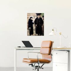 Mustafa Kemal Atatürk İle Latife Hanım Bastonlu Kanvas Tablo 60 x 80