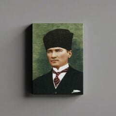 Atatürk Kalpaklı Takım Elbiseli Portre Kanvas