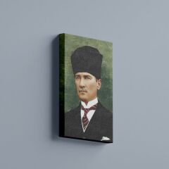 Atatürk Kalpaklı Takım Elbiseli Portre Kanvas