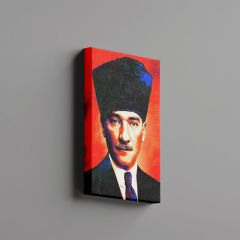 Gazi Mustafa Kemal Atatürk Portreden Kalpaklı Efektli Kanvas Tablo 40 x 60