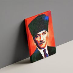 Gazi Mustafa Kemal Atatürk Portreden Kalpaklı Efektli Kanvas Tablo 40 x 60