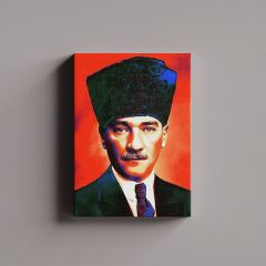 Gazi Mustafa Kemal Atatürk Portreden Kalpaklı Efektli Kanvas Tablo 40 x 60