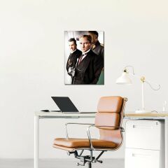 Mustafa Kemal Atatürk Elinde Dürbünüyle Gemide Kanvas Tablo 60 x 80