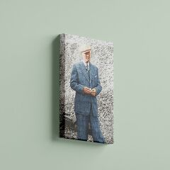 Atatürk Mavi Takım Elbiseli Boy Resmi Kanvas Tablo 70 x 100
