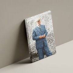 Atatürk Mavi Takım Elbiseli Boy Resmi Kanvas Tablo 70 x 100
