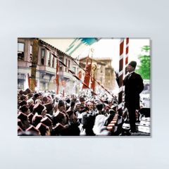 Atatürk Halka Konuşma Yaparken Kanvas Tablo