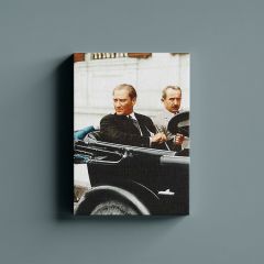 Atatürk ve İsmet İnönü Halkı Selamlarken Kanvas Tablo