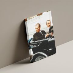 Atatürk ve İsmet İnönü Halkı Selamlarken Kanvas Tablo