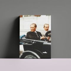 Atatürk ve İsmet İnönü Halkı Selamlarken Kanvas Tablo