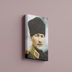 Atatürk Kalpaklı Üniformalı Portre Kanvas Tablo
