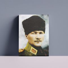 Atatürk Kalpaklı Üniformalı Portre Kanvas Tablo