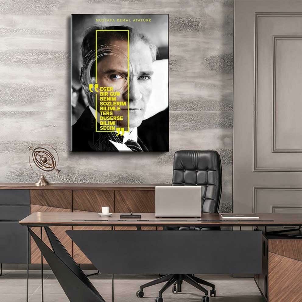 Atatürk Özel Tasarım Bilim Kanvas Tablo