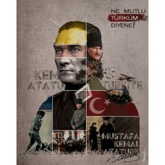 Mustafa Kemal Atatürk Retro Efekli Kanvas Tablo