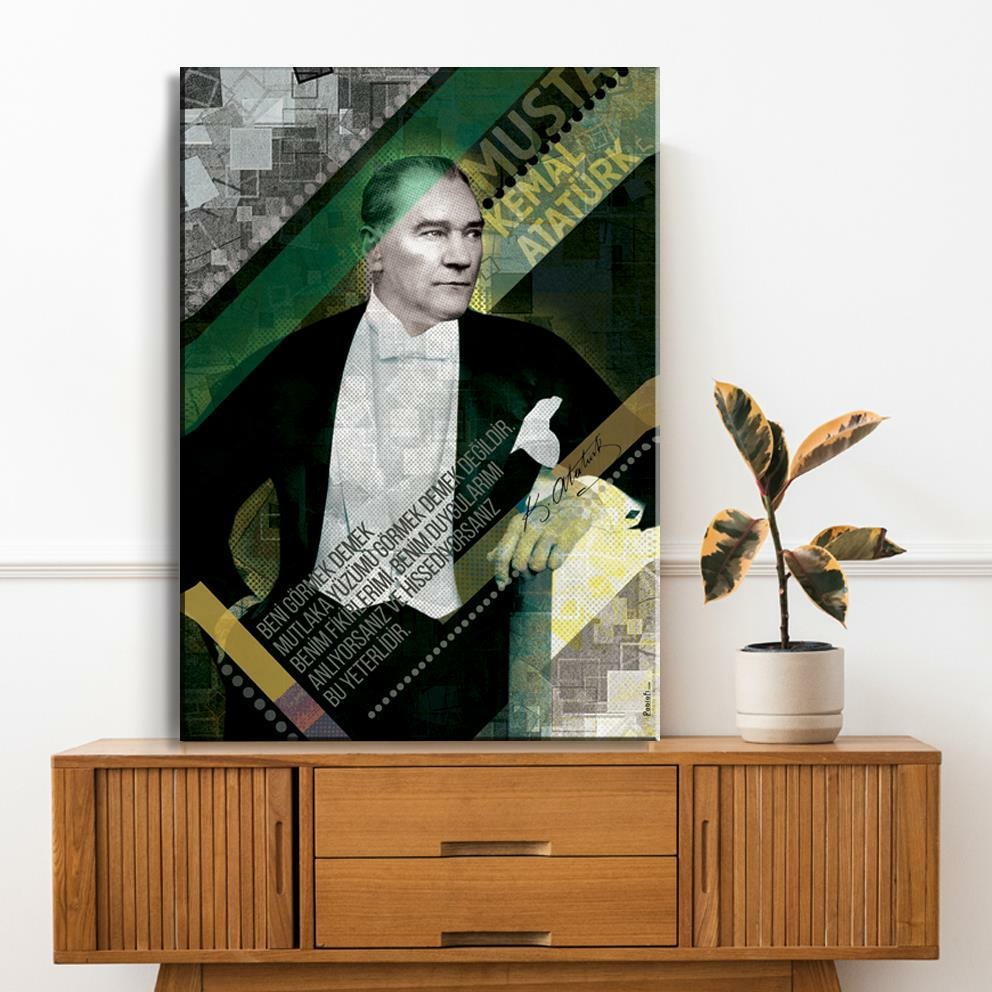 Mustafa Kemal Atatürk Renkli Efekli Kanvas Tablo