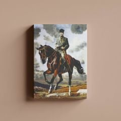 Atatürk Ata Binerken Kanvas Tablo