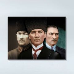 Atatürk 3'lü Portre Kanvas Tablo